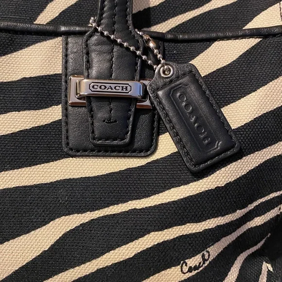 Coach Taylor Zebra Print Tote Shoulder Bag Y2K Silver Hardware - Picture 10 of 16